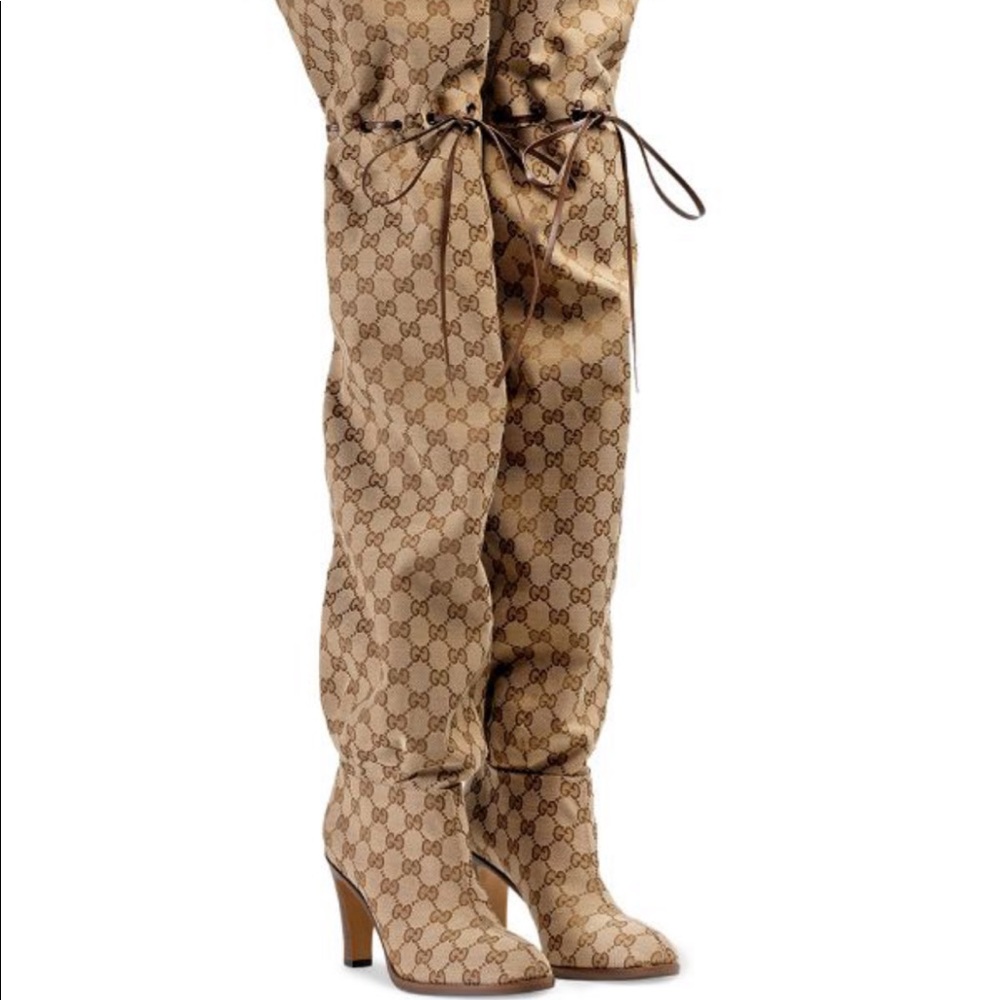 Gucci Tan Over the Knee Boots